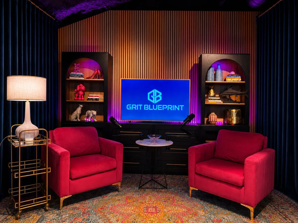 The Grit Blueprint podcast studio set